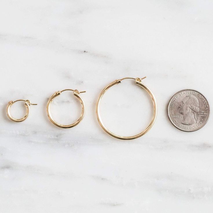 Your search for everyday hoops is over - meet our everyday hoops. Pick from 14k gold fill or sterling silver - materials durable enough for everyday wear. Wear it casually with any outfit, or for a girls' night out. Find more dainty jewelry at Simple & Dainty. Queen Mama, Types Of Gold, Jewelry Tags, Earrings Simple, Christmas 2019, Flower Earrings Studs, Simple Earrings, Favorite Rings, Dainty Jewelry