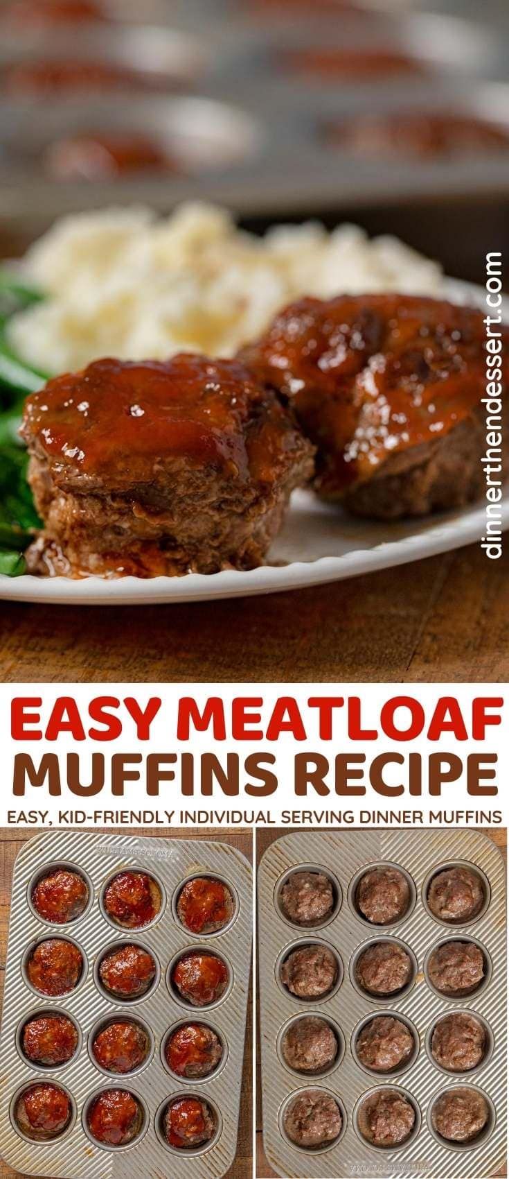 an easy meatloaf muffin recipe is shown in the middle and on the bottom