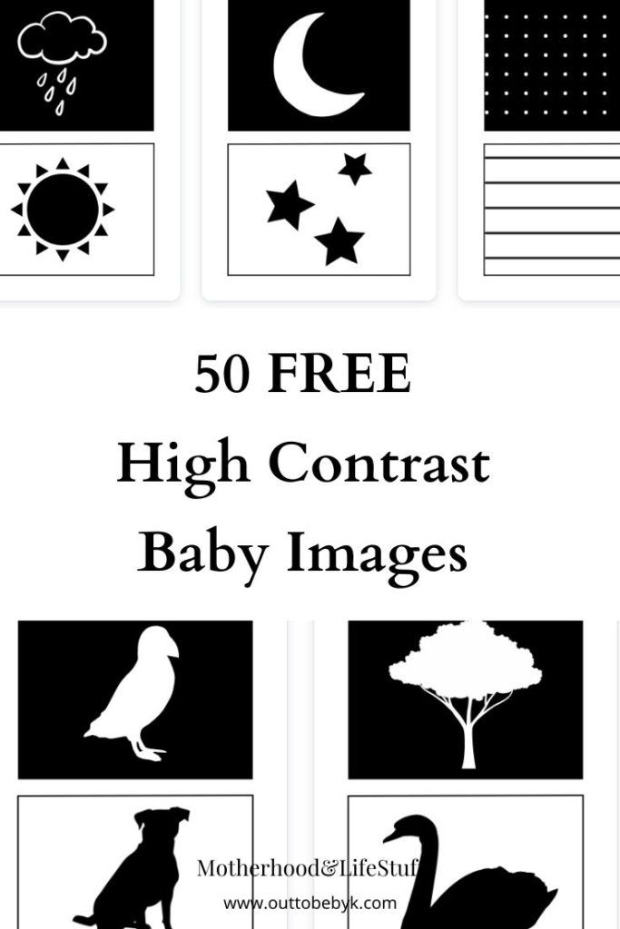 black and white baby images with the text 50 free high contrast baby images on them