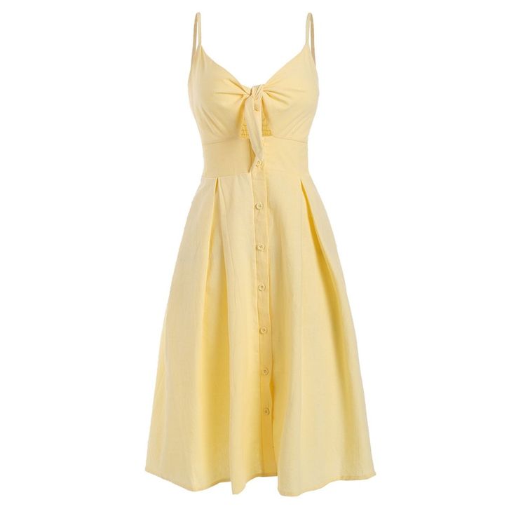 Smocked Tie Front Buttoned Dress - Yellow - 5U18964916 - Women's Clothing, Dresses, Casual Dresses  #CasualDresses #Women's #Clothing # #Dresses # #Casual #Dresses Buttoned Dress, Yellow Sundress, Grunge Nails, Button Front Dress, Dress Yellow, Dress Gift, Button Dress, Dress Size Chart, Ladies Dress Design