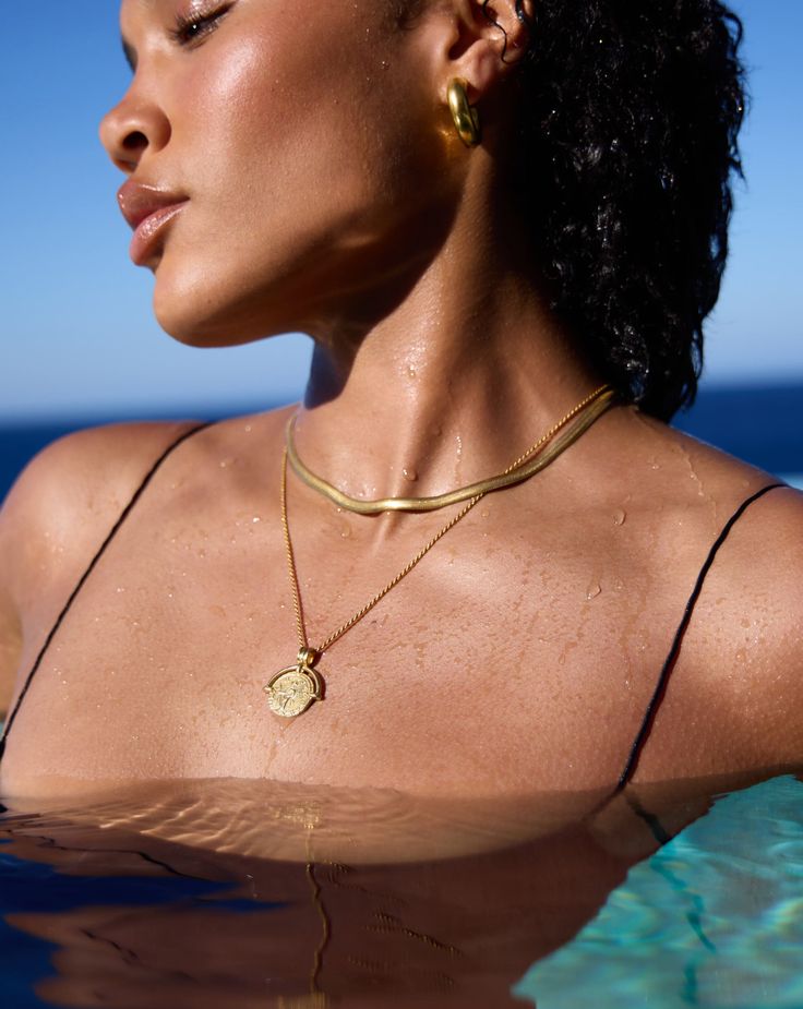 Lucy Williams Medium Engravable Roman Arc Coin Necklace | 18k Gold Plated. Inspired by Ancient Iconography, the Inspiration for this Lucy Williams X Missoma Collection Came After a Trip to Italy. This Design Features an Engravable 18K Gold-Plated Coin Depicting an Ancient Roman Icon, Partially Encased by a Statement Roman Arc. Layer for Less When Bought as a Set Lucy Williams Roman Coin Malachite Necklace Set. Please Note: Engraving Items May Take 2 Working Days to Process. Pendant Metal: 18K Go Lucy Williams, Summer Layers, Silver Coin Necklace, Malachite Necklace, Gold And Silver Coins, Trip To Italy, Roman Coins, Gold Necklace Women, Gold Necklaces