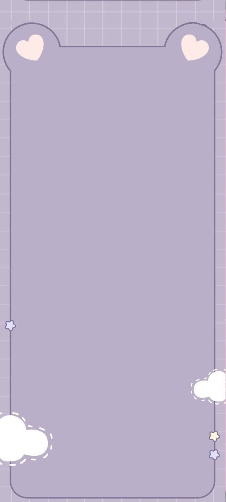 a purple background with clouds and stars on the bottom right corner is an empty rectangle