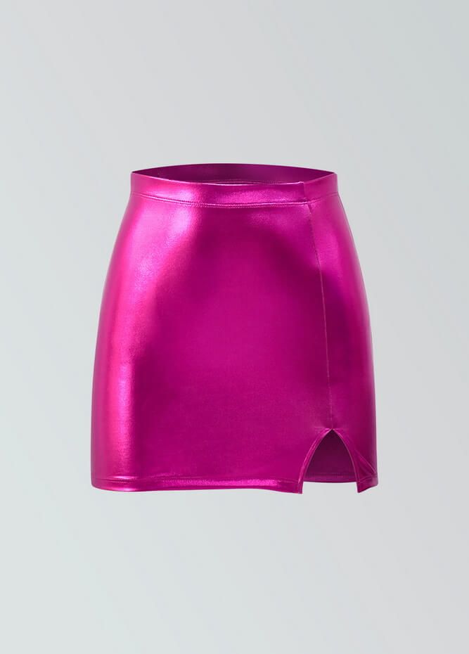 Elevate your style with our Women's Metallic Bodycon Mini Skirt, designed to dazzle and accentuate your curves with every step. The metallic finish adds a touch of glamour, making it perfect for nights out or special occasions. Mini Skirt Seamless Shiny metallic 90% Nylon / 10% Spandex Imported Metallic Leotard, Kids Leotards, Metallic Bodysuit, Leotard Dress, Bodycon Mini Skirt, Long Sleeve Leotard, Black Hot Pink, Pencil Skirts, Leather Shops