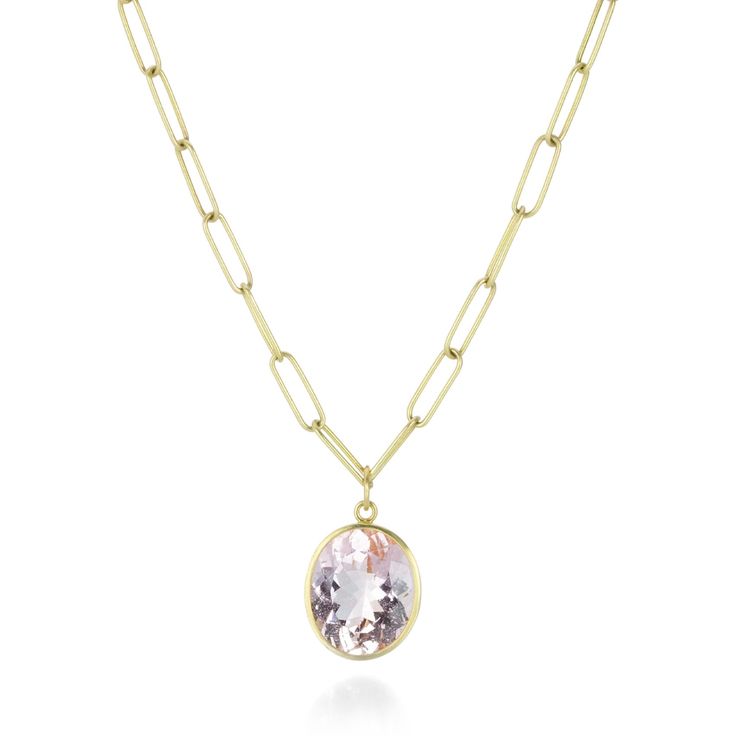 Maria Beaulieu Oval Morganite Pendant (Pendant Only) | Quadrum Gallery Morganite Pendant, Rock Collection, Aqua Marine, Yellow Gold Pendants, Oval Pendant, Handmade Gold, Morganite, Bezel Setting, Pink Yellow