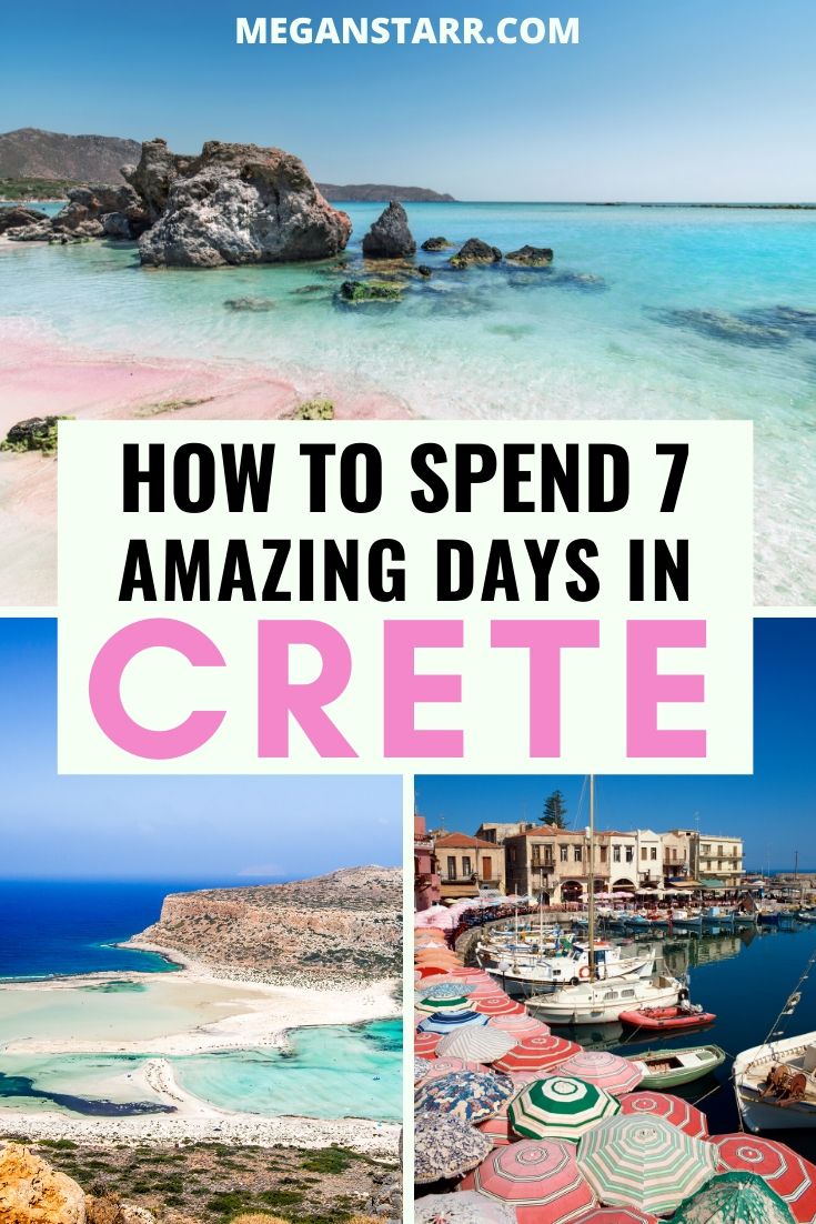 the beach and ocean with text overlay reading how to spend 7 amazing days in crete