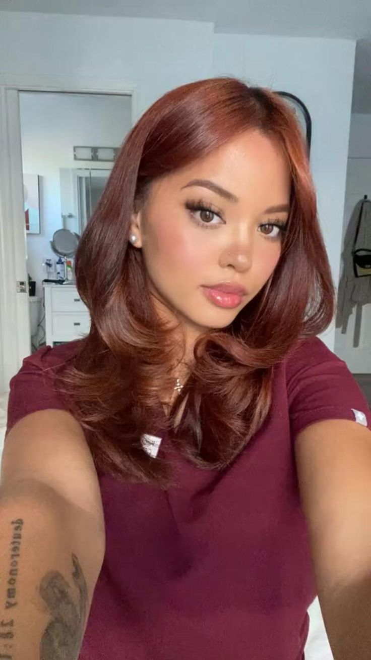 Face 💳 in 2022 | Wine red hair, Red brown hair, Ginger hair color Wine Red Hair, Red Hair Inspo, Wine Hair, Brown Hair Inspo, Ginger Hair Color, Red Brown Hair, Copper Hair Color, Hair Color Auburn, Hair Stylies