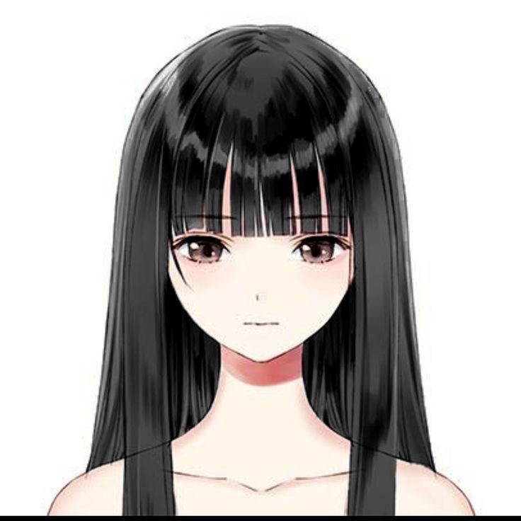 Anime Bangs Haircuts Drawing, Long Hair With Bangs Drawing Reference, Front Bangs Drawing, Straight Bangs Drawing, Hair With Bangs Drawing Reference, Straight Hair With Bangs Drawing, Anime Bangs Haircuts Irl, Anime Hair With Bangs, Hime Cut Drawing