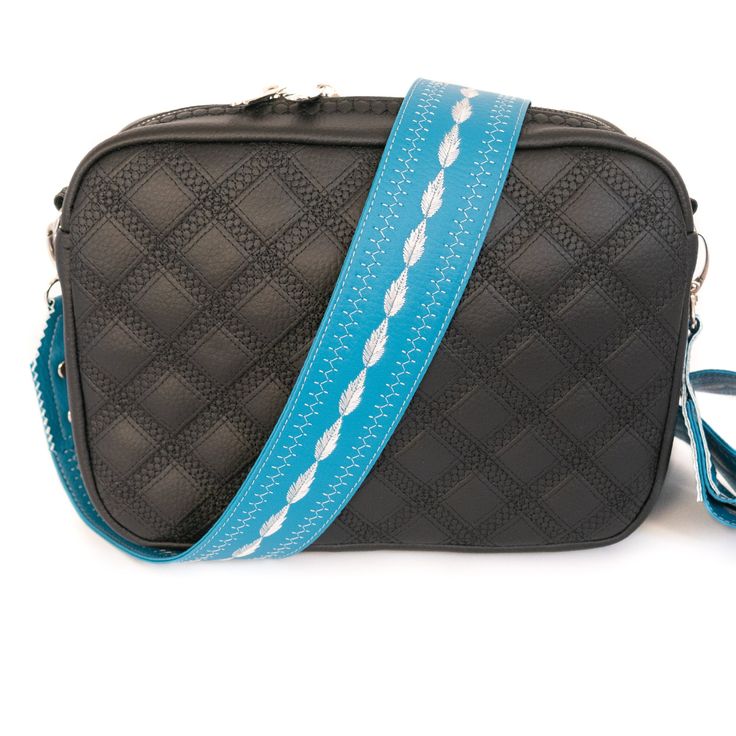 Sea Blue Adjustable Guitar Purse Strap, Embroidered Wide Crossbody Strap for Bags and Purses, Trendy Vegan Leather Accessories Blue Travel Bag With Strap, Blue Bags With Strap For Everyday Use, Blue Rectangular Bags With Strap, Blue Crossbody Bag With Strap, Guitar Purse, Hand Painted Purses, Painted Purse, Adjustable Bag Strap, Painted Bags