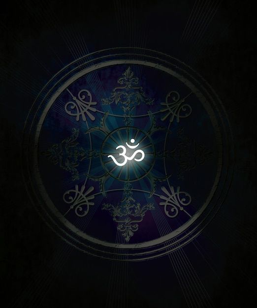 an image of the symbol om on a dark background