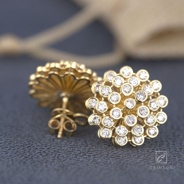 Stud Moissanite Earrings | Round Cut Moissanite Earrings | 14K Gold Push Back Earring | Floral Earring | Bezel Set Earring | Cluster Earring ➠ 𝐌𝐨𝐢𝐬𝐬𝐚𝐧𝐢𝐭𝐞 𝐬𝐭𝐨𝐧𝐞 𝐢𝐬 𝐝𝐢𝐚𝐦𝐨𝐧𝐝'𝐬 𝐛𝐞𝐬𝐭 𝐚𝐥𝐭𝐞𝐫𝐧𝐚𝐭𝐢𝐯𝐞. 𝐖𝐞 𝐡𝐢𝐠𝐡𝐥𝐲 𝐫𝐞𝐜𝐨𝐦𝐦𝐞𝐧𝐝 𝐭𝐡𝐢𝐬 𝐨𝐩𝐭𝐢𝐨𝐧. ❆ 𝐂𝐞𝐧𝐭𝐞𝐫 𝐬𝐭𝐨𝐧𝐞 𝐝𝐞𝐭𝐚𝐢𝐥𝐬 💎 ⇢ Shape: Round Shape ⇢ Weight: 0.40 (Approx.) ⇢ Cut: Brilliant cut ⇢ Type: Moissanite / Lab diamond (cz) ⇢ Color: Colorless ⇢ Clarity: VS / VVS ⇢ Luster: Excellent ❆ Cluster Halo Design Earrings For Gift, Cluster Halo Design Earrings As Gift, Cluster Yellow Gold Earrings For Gifts, Gold Cluster Earrings With Single Cut Diamonds, Elegant Cluster Earrings With Single Cut Diamonds For Gift, Dazzling Gold Cluster Earrings, Gold Halo Design Cluster Earrings, Round Cluster Earrings With Single Cut Diamonds As Gift, Gift Round Cluster Earrings With Single Cut Diamonds