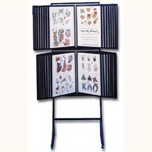 four panel folding screen with pictures on each side and an open book in the middle