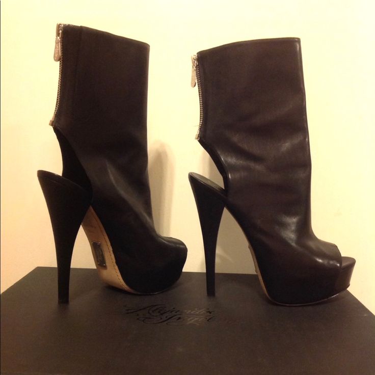 Sexy Peep Toe Booties, All Black With Zipper On Back. Platform Style, Very Comfortable To Walk In.. Like New Only Word A Few Times. Comes In Original Box. (Originally $575) Glamorous Leather Boots For Cocktail, Designer Platform Party Boots, Designer Platform Boots For Party, Designer Party Platform Boots, Open Toe Leather Party Boots, Leather Open Toe Party Boots, Edgy Open Toe Party Boots, Chic Open Toe Boots For Night Out, Leather Heels With Open Side Vamp For Party