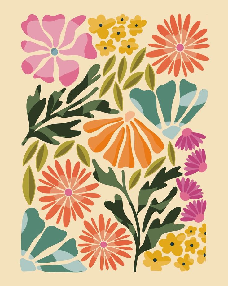 an image of colorful flowers on a beige background