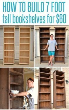 how to build 7 foot tall bookshelves for $ 600 with pictures and instructions