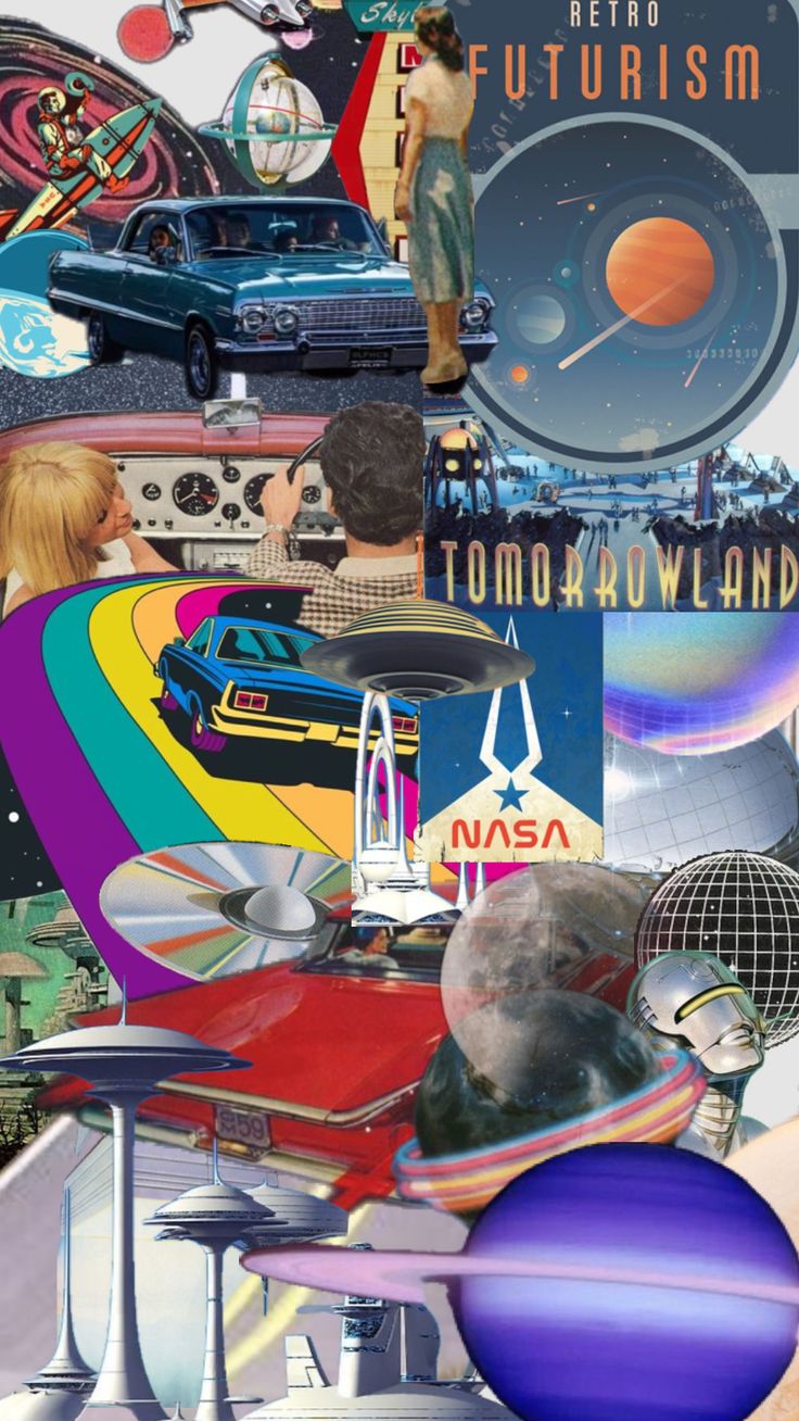 a collage of various images including cars, people and other things in the background