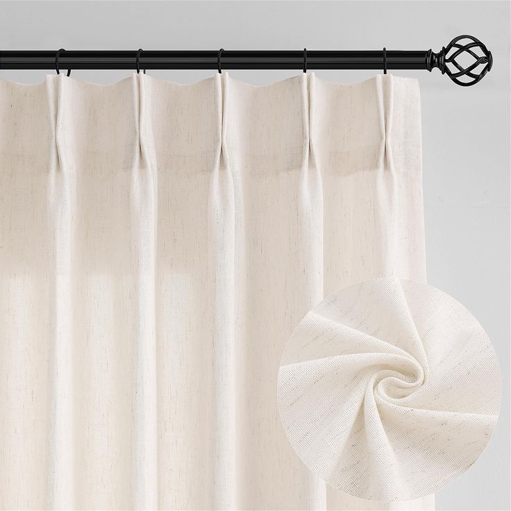 PRICES MAY VARY. Memory Shape Trained Curtains: Dukiyo pinch pleated curtains using memory shape training technology, which can help curtains to retain their original shape and reduce wrinkles. Our memory trained curtains hang perfect straight, maintained their form, ensuring a neat and organized look just like custom made Natural Linen Fabric: Our pinch pleated curtains are crafted from flax linen and polyester blended custom fabric, which brings a delicate look and natural aesthetics with a lo White Drapes Living Room, Zara Home Curtains, White Linen Drapes, Diy Blackout Curtains, Luxury Curtains Living Room, Sheers Curtains Living Room, Pinch Pleat Drape, Curtains Living Room Modern, Ivory Curtains