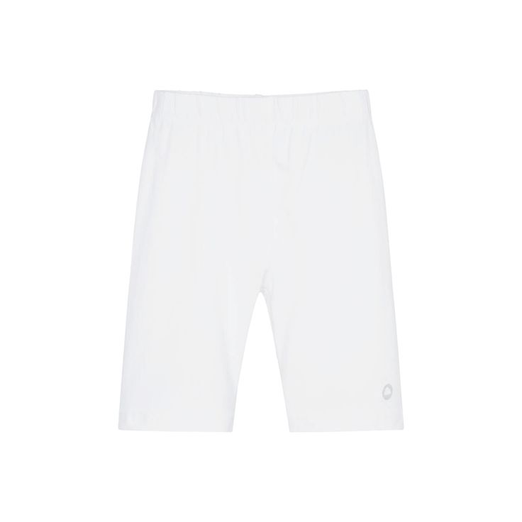 Casual white bike shorts made from soft and stretchy cotton jersey. These easy-to-wear shorts have an elasticated waistband for a comfortable fit. A branded metallic silver logo is printed on one leg. 95% cotton, 5% elastane. White Bike Shorts, White Bike, Heart Tank Top, White Studs, White Sleeveless Top, Silver Logo, Ribbed Tank Tops, White Sleeveless, Casual Girl