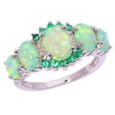 Green Fire Opal and Emerald Ring Kelsey Rose, Jewelry Wishlist, Emerald Wedding Rings, Green Fire, Green Opal, Gem Stones, Emerald Jewelry, Pretty Rings, Emerald Gemstone