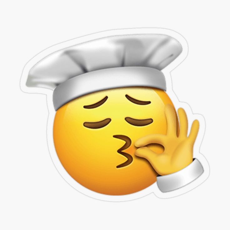 a smiley face with a chef hat on it's head, covering his eyes