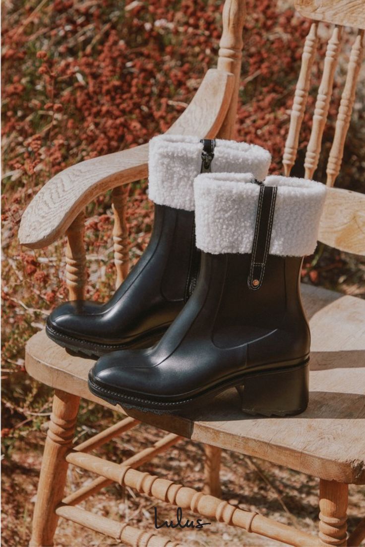 Add a dose of cozy to those chilly, cold weather days with the Lulus Chayy Black Faux Fur Mid-Calf Boots! These rubber boots feature a square toe upper and a mid-calf shaft with a 7.25"" zipper at the instep, all atop a block heel. Fuzzy faux fur trim and a unique stitched detail complete the look. 2. 5"rubber block heel. Cushioned insole. Rubber sole has nonskid markings. All Man Made Materials. Imported. Lulus | Chayy Black Faux Fur Mid-Calf High Heel Boots. Winter Boots With Zipper Closure And Square Toe, Winter Mid-calf Boots With Zipper Closure, Trendy Waterproof Boots For Winter, Trendy Weatherproof Winter Boots, Black Heel Boots, Window Shopping, Rubber Boots, Black Faux Fur, Calf Boots