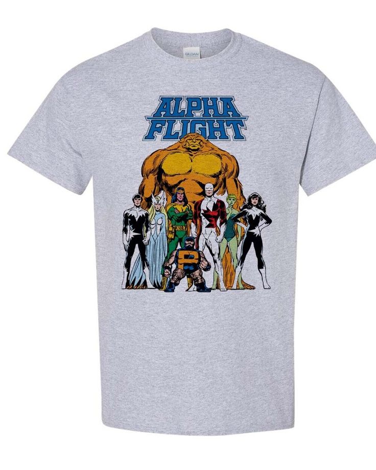 Alpha Flight T-Shirt - Retro Design Marvel Comics Tee for Graphic Tee Superhero Cotton T-shirt With Character Print, Comic-con Graphic Cotton T-shirt, Comic-con Streetwear T-shirt With Character Print, Comic-con Character Print T-shirt For Streetwear, Superhero Cartoon Print Cotton T-shirt, Casual Tops With Graphic Print For Comic-con, Casual Comic-con Graphic Print Top, Casual Graphic Print Tops For Comic-con, Casual Tops For Comic-con