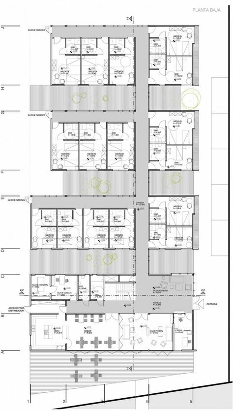 the floor plan for an office building with multiple floors and several rooms, all in different sections