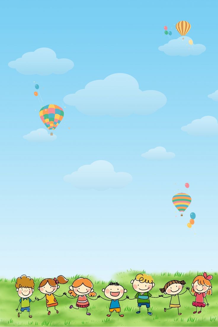 children playing in the grass with hot air balloons