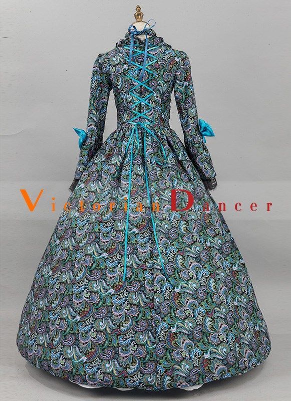 Renaissance Blue Floral Cotton Victorian Dress for Women   Condition: Brand New  Color: amp;nbsp; Antique Blue Floral Patterns / Black / Wine Red amp;nbsp;  Material: This Renaissance Women Victorian Dress is made of amp;nbsp; High Quality Cotton, soft and comfortable to wear  Sleeve Length: Full Sleeve  Dresses Length:Floor-Length  Neckline: amp;nbsp; Square Collar  Decoration: Ruffles + Bow  Style: This dress is perfect for civil war,victorian,medieval,regency,renaissance, wedding, cosplay, th Blue Vintage Baroque Dress, Blue Baroque Vintage Dress, Vintage Blue Baroque Dress, Blue Baroque Wedding Dress, Blue Baroque Costume Dress, Blue Baroque Victorian Dress For Costume Party, Blue Rococo Style Costume Dress, Blue Rococo Costume Dress, Blue Baroque Dresses For Fancy Dress Events