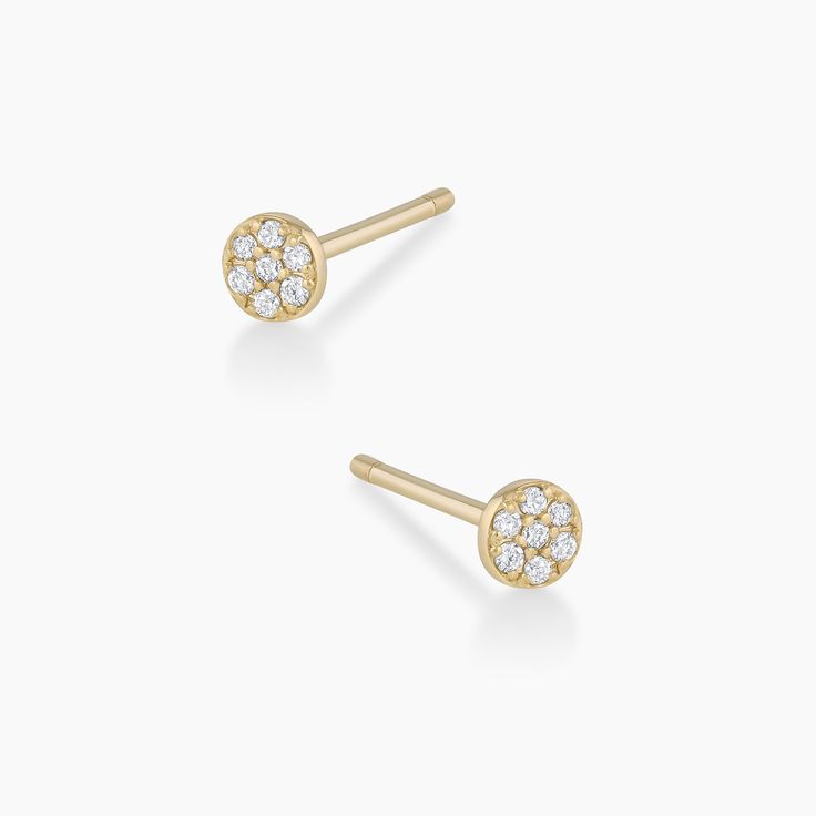 A vintage-inspired setting is an ideal way to highlight the natural brilliance of the diamonds on these studs. A stunning statement on its own or an equal match for the other earrings in your stack. Make it a single Product Details 0.07 total carat weight Fourteen 1 mm round GH SI1-SI3 diamonds 14k solid gold 4 mm diameter Post back | Diamond Pavé Studs Earring , Women's in 14k gold by Gorjana Earrings Stacking, Black Labradorite, Orange Agate, Yellow Opal, Iridescent Crystal, 14k Gold Necklace, Mix Style, Gold Necklaces, Pink Enamel