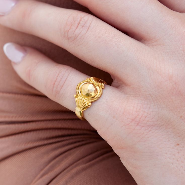 Estate-worthy and exquisitely designed, this 22K Indian Yellow Gold Ring radiates luxury and sophistication. Size 4.25! 22K Yellow Gold Estate Ring Indian Gold Size 4.25 SKU: 22524 Indian 22k Gold Ring, Women Gold Rings Indian, Exquisite Gold Rings With Polished Finish, Luxury Gold Oval Dome Ring, Luxury Gold Dome Ring, Luxury 22k Gold Ring Jewelry, Elegant 22k Gold Signet Ring For Formal Occasions, Gold Heirloom Dome Ring Hallmarked, Heirloom Gold Dome Ring Hallmarked