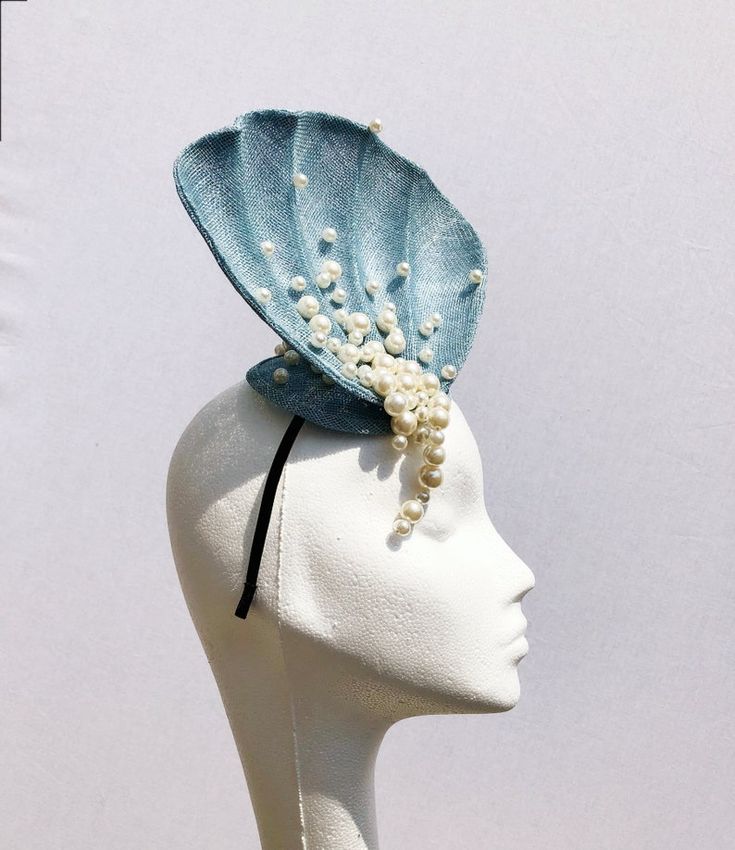 Venus's Pearls Blue Sea Shell Fascinator Royal Ascot | Etsy Summer Straw Hat, Ascot Hats, Orange Ribbon, Melbourne Cup, Hat Ideas, Fancy Hats, Royal Ascot, Summer Hat, Costume Hats