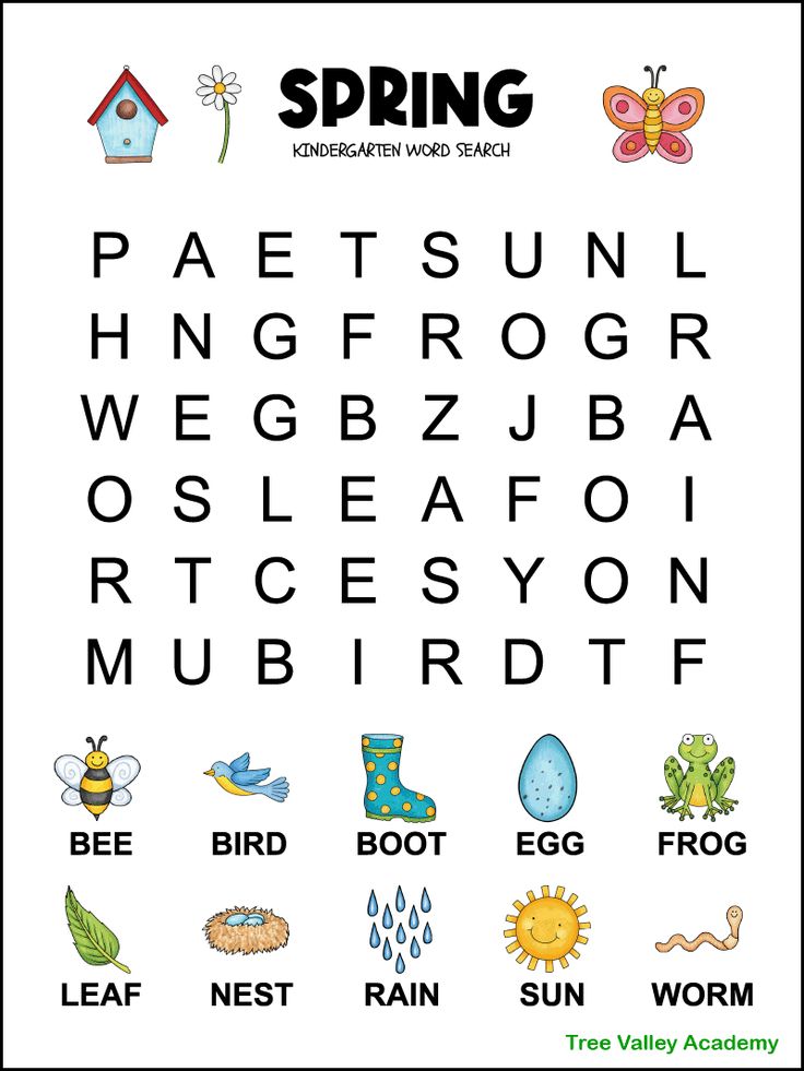 a printable spring word search is shown