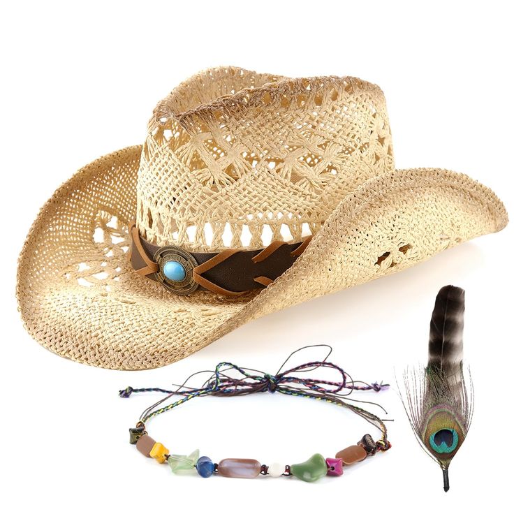 PRICES MAY VARY. Material:Made from 100% straw, our cowboy hat is not only comfortable and environmentally friendly, but it also retains its perfect shape. Design:Our women's and men's straw cowboy hats feature moldable brims and of beautiful patterns and bands, allowing you to show off your unique style for everyday wear or as a fashionable clothing accessory. Size:With a 4 inch deep crown and 3.5 inch wide shapeable brim, our cowboy hat fits most crowns up to approximately 24 inches. So you do Straw Cowboy Hats, Alpha Alpha, Straw Cowboy Hat, Cowgirl Hat, Cowgirl Hats, Cowboy Hat, Sun Hat, Sun Hats, Costume Accessories