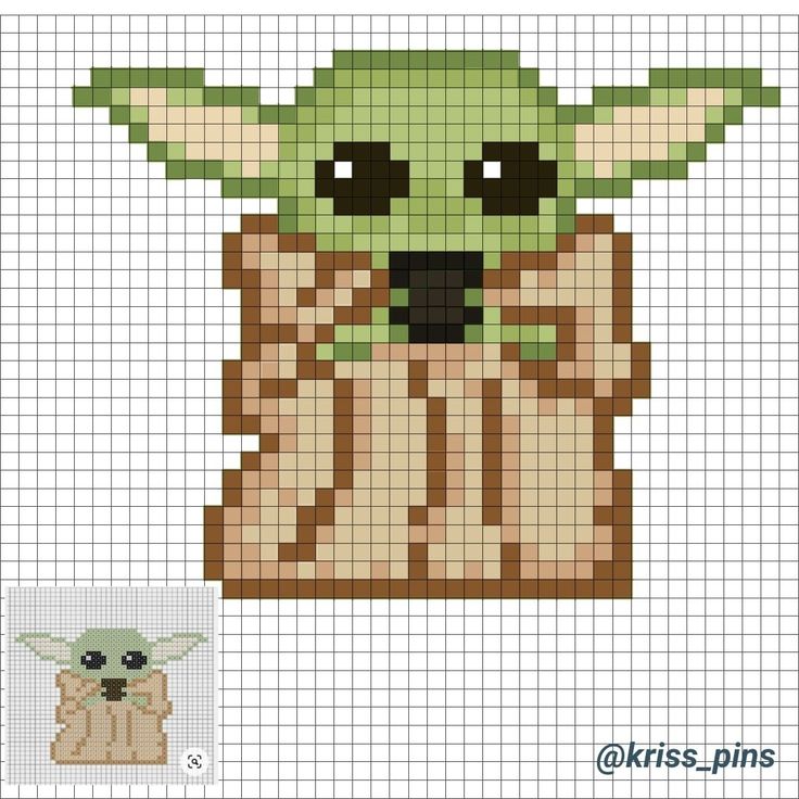 a cross stitch pattern with an image of the baby yoda