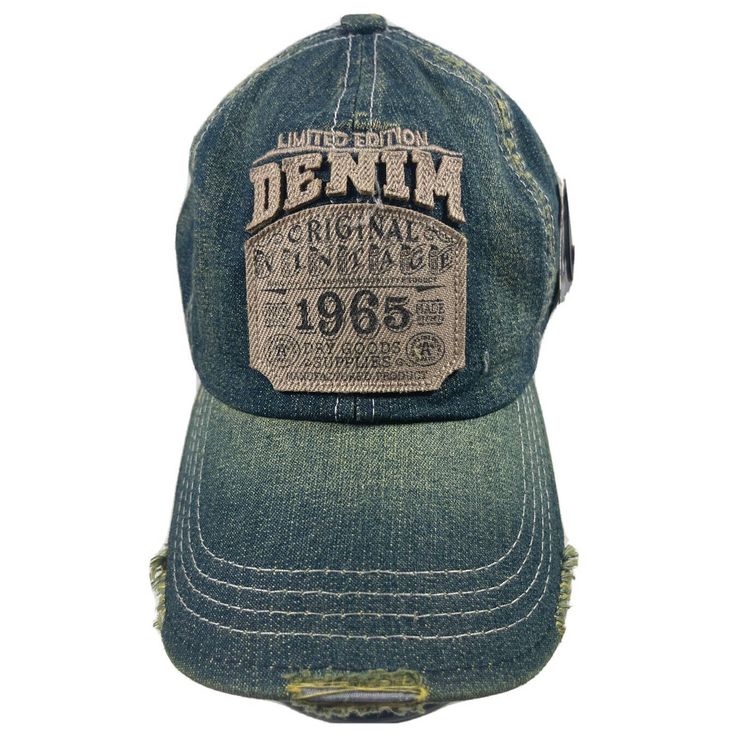 Kb Kbethos Original Vtg Limited Edition Distressed Denim Cap Hat New With Tags Size: One Size This Limited Edition Cap Is In New With Tags Condition. Please See All Pictures To Assist With The Condition And Description. Unleash Your Inner-Cowboy And Look Classically Western In A Kbethos Original Vtg Limited Edition Distressed Denim Cap Hat. With A Unique Blend Of Modern Style And Vintage Appeal, This One-Of-A-Kind Cap Will Add A Touch Of Old-School Cool To Any Ensemble. The Classic Denim Look Is Vintage Cotton Baseball Cap With Letter Print, Vintage Distressed Trucker Hat, Vintage Distressed Hat For Streetwear, Vintage Cotton Trucker Hat With Curved Bill, Vintage Distressed Curved Bill Hats, Vintage Distressed Hats With Curved Bill, Vintage Blue Cotton Trucker Hat, Vintage Distressed Hat With Curved Bill, Vintage Pre-washed Baseball Cap With Curved Bill