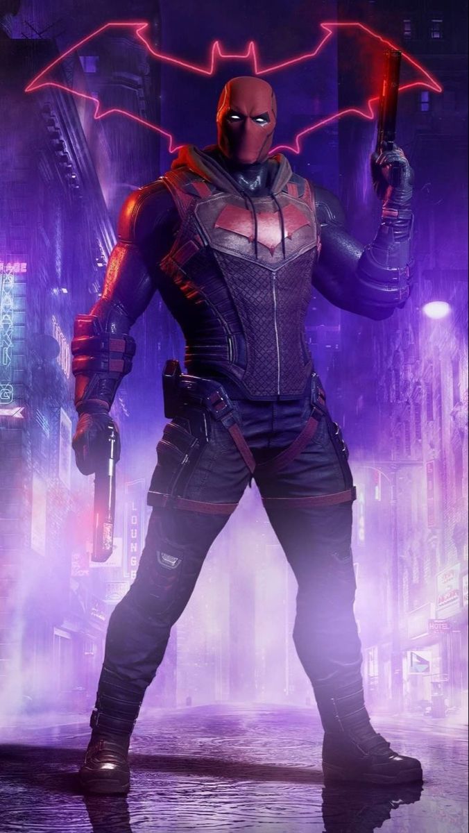 a character from the video game deadpool standing in front of a cityscape