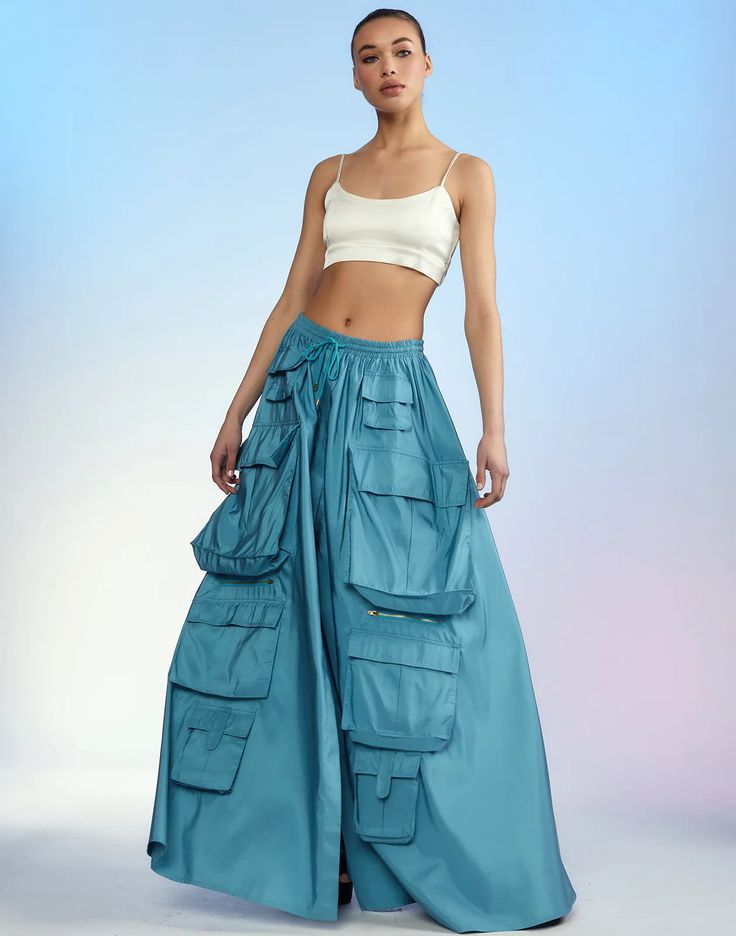 Taffeta Cargo Skirt – Cynthia Rowley Skirt On Top Of Pants, Street Wear Skirt, Outfits Moodboard, Utility Fashion, Cargo Skirt Outfit, Cargo Skirts, Utility Wear, Resort 2025, Talent Development