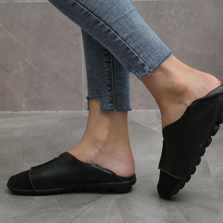 Brand Name:streetsangels,Flats Type:Loafers,Upper Material:PU,Toe Shape:Round Toe,Occasion:Casual,Closure Type:Slip-On,Item Type:Flats,Style:LEISURE,Outsole Material:Rubber,Insole Material:PU Black Slip-on Flats For Spring, Flat Slip-on Loafers For Walking, Spring Black Round Toe Flats, Comfortable Black Slip-on Flats, Summer Leather Flat Slip-on Sneakers, Casual Black Slip-ons With Leather Sole, Black Slip-on Loafers With Leather Footbed, Slip-on Flat Loafers With Cushioned Footbed, Spring Synthetic Flat Slip-on Sneakers