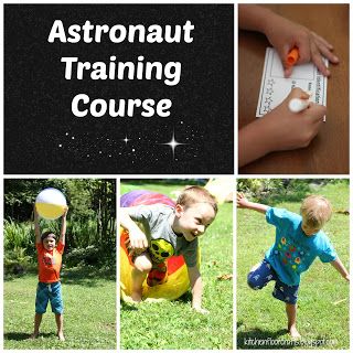 a series of photos with the words astronaut training course on them and images of young children