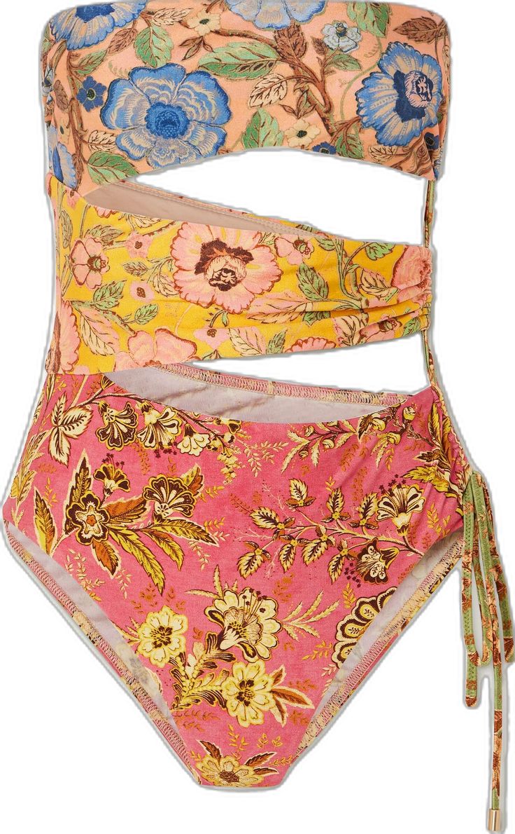 Floral Print Swimwear For Beach Party During Resort Season, Chic Strapless Swimwear For Vacation, Floral Print Beachwear For Summer Parties, Beachwear Floral Print Swimwear For Summer Parties, Floral Print Summer Swimwear For Parties, Summer Floral Print Swimwear For Summer Parties, Strapless Tropical Print Summer Swimwear, Strapless Summer Swimwear With Tropical Print, Spring Printed Bandeau Swimwear