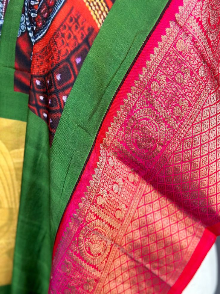 Amazing colors kanchi kathakali saree blouse saree 38-42 Multicolor Paithani Silk Pre-draped Saree For Navratri, Multicolor Semi-stitched Pre-draped Saree For Traditional Ceremonies, Traditional Multicolor Pre-draped Chanderi Saree, Anarkali Pre-draped Saree With Printed Border For Festivals, Multicolor Katan Silk Pre-draped Saree, Anarkali Multicolor Tussar Silk Choli, Multicolor Pre-draped Saree With Printed Border For Puja, Bollywood Style Multicolor Tussar Silk Choli, Navratri Festive Anarkali Set With Printed Border