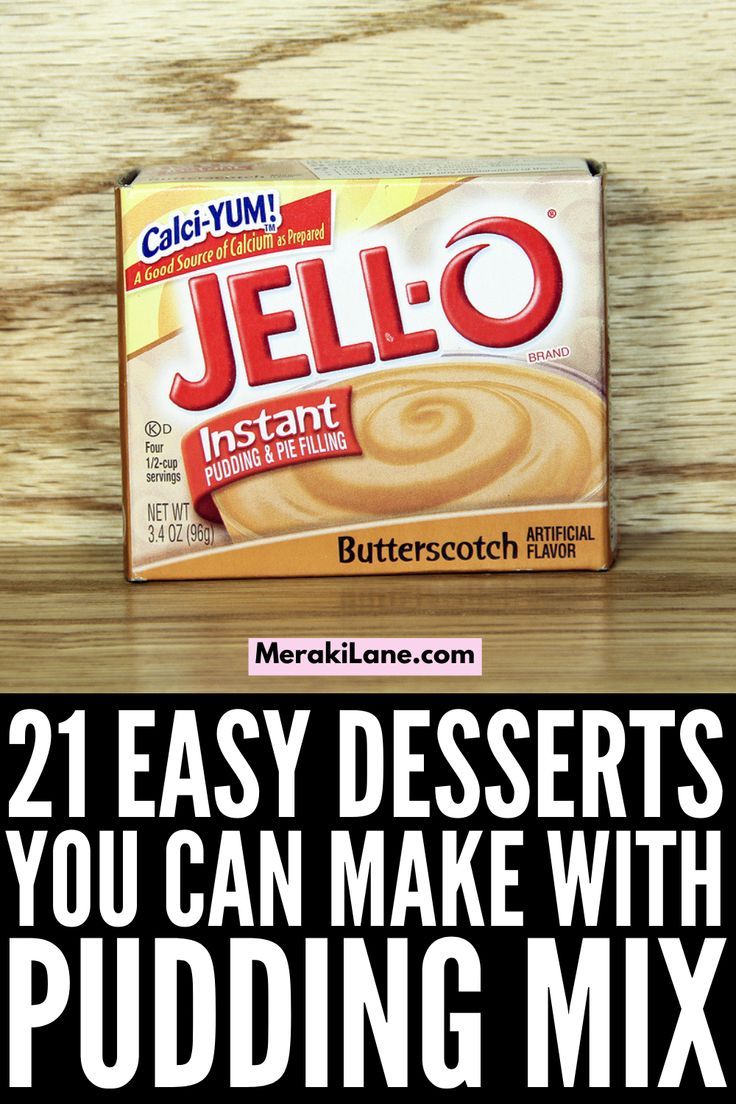 a box of jello with the words, 21 easy desserts you can make with pudding mix