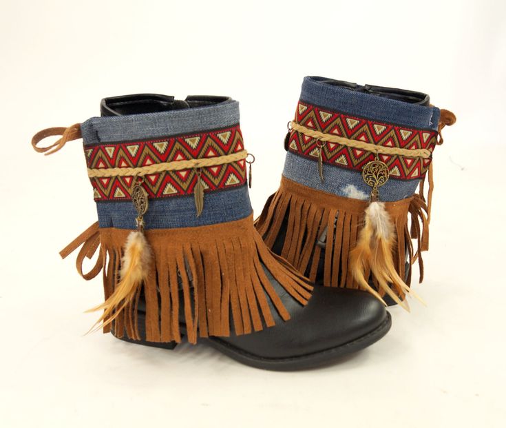 Boho boot covers/Native American denim fringe boot | Etsy Native American Boots Woman, Boot Jewelry Custom, Boot Wraps, Boho Barefoot Sandals, Brown Fringe Boots, Bohemian Boots, Bohemian Shoes, Boots Boho, Denim Fringe