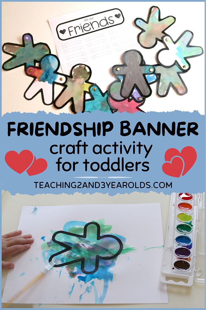 a child's hand holding a paintbrush and drawing on paper with the words friends banner