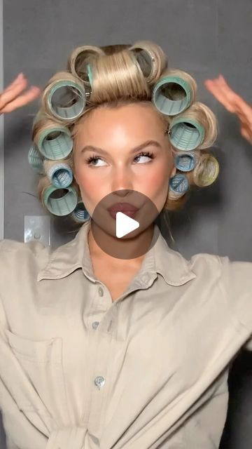 Brookelle McKenzie on Instagram: "yes to bouncy hair 🥹🫧✨☁️ #grwm #hair #hairtutorial #sharkbeauty" Roller Set Pattern Long Hair, Curling Hair With Curlers, Hair Roller Styles, How To Pin Curls After Curling, Hair Roller Patterns, Hot Rollers For Medium Hair, Hot Rollers For Long Hair, Curled Layered Hair, Rollers In Hair