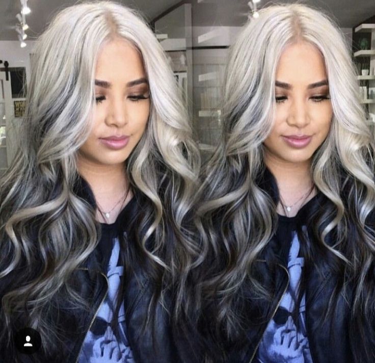 Reverse ombré. Gray and black. Long Grey Hair, Reverse Ombre Hair, Black Hair Ombre, Grey Hair Wig, Grey Ombre Hair, Top Hairstyles, Ombré Hair, Platinum Blonde Hair, Ombre Hair Color