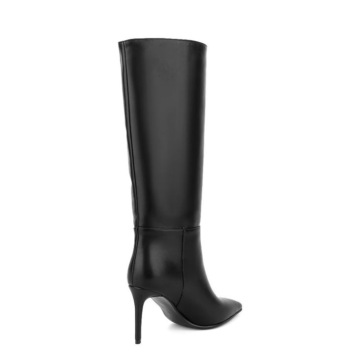 Introducing our Sleek Chic Pointed Toe Winter Boots, the perfect blend of style, comfort, and functionality. Crafted with attention to detail, these long boots elevate your winter style game while keeping you warm and fashionable. With their sleek design and pointed toe shape, they effortlessly enhance your overall look for any occasion. Invest in these must-have boots and step out with confidence this winter season. Upgrade your wardrobe and embrace the season in style! Sleek Tall Boots With High Shaft, Sleek Tall High Shaft Boots, Sleek Fall Knee-high Boots With High Shaft, Black High Shaft Mid-calf Boots For Fall, High Shaft Black Boots For Fall, Black High Shaft Boots For Fall, Trendy Black High Shaft Boots, Elegant Medium Width Knee-high Boots, Elegant Winter Ankle Heeled Boots