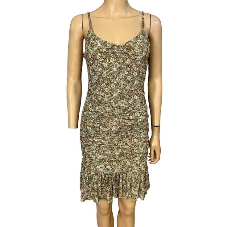 Urban Outfitters Dress Forum Womens Floral Mini Dress Ruched Mesh Brown Medium Size: Medium Manufacturer Color: Brown Motif (Brown Multi) Bust: 32 To Approx 35 In Waist: 24 To Approx 28 In In Excellent Condition New With Tags. Ruched Dress. Flounce Hem. Floral Print. Adjustable Spaghetti Straps. Fitted Knee-length Ruched Sundress, Fitted Ruched Sundress For Brunch, Fitted Ruched Mini Sundress, Ruched Knee-length Sundress, Knee-length Ruched Sundress, Summer Knee-length Ruched Sundress, Casual Summer Mini Dress With Ruched Sides, Fitted Ruched Sundress For Summer, Fitted Ruffle Midi Dress By Urban Outfitters