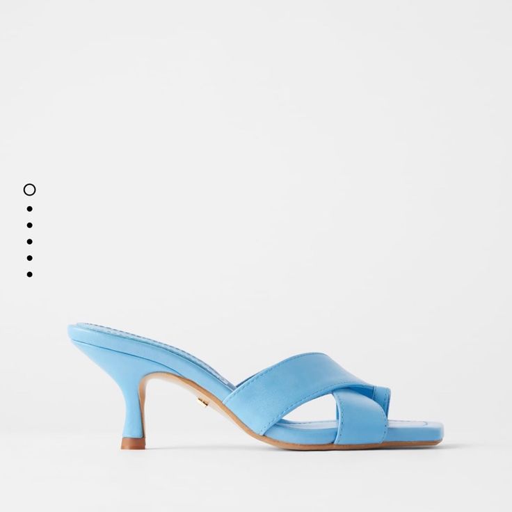 Zara Blue Sandals Light Blue Open Heel Synthetic Sandals, Light Blue High Heel Sandals For Summer, High Heel Light Blue Sandals For Summer, Light Blue Synthetic Open Heel Sandals, Light Blue Closed Toe Sandals For Summer, Blue Closed Toe Sandals With Heel Strap, Summer Light Blue Low Heel Shoes, Light Blue Open Toe Sandals For Spring, Light Blue Synthetic Sandals For Spring