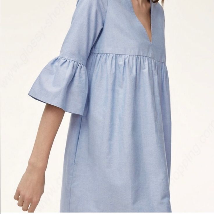 Nwt Aritzia Sunday Best Blue Bell Sleeve Dress Small Pit To Pit 18 Chest: 18.5 No Flaws Bell Sleeves Pockets Not Form Fitting In The Body Perfect For A Pregnancy! Cotton Shift Dress With V-neck, Light Blue Cotton V-neck Dress, Elegant Blue Cotton Mini Dress, Blue V-neck Spring Dress, Elegant Light Blue Cotton Dress, Blue Cotton Shift Dress, Blue Cotton Shift Midi Dress, Summer Workwear Light Blue Mini Dress, Light Blue Mini Dress For Summer Workwear